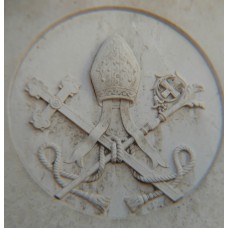 Mitre with cross and staff inside a circle